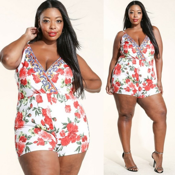 Pants - NEW PLUS SUMMER FLORAL TANK ROMPER 123 XL